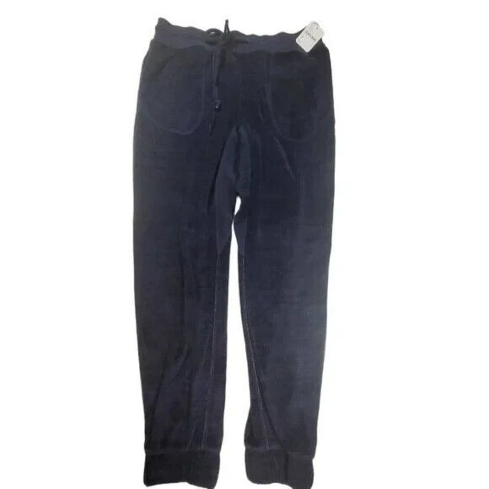 Free People Intimately Velvet Jogger Pants Navy Blue Size Small NEW